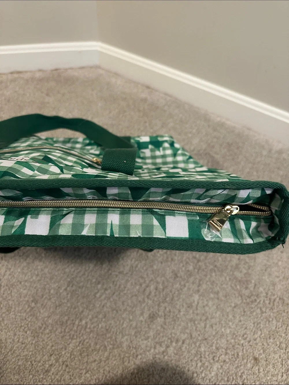 NWT Kate Spade ♠️ Green Gingham cooler tote bag